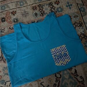 Gildan Blue Tank Top with Chevron Pocket